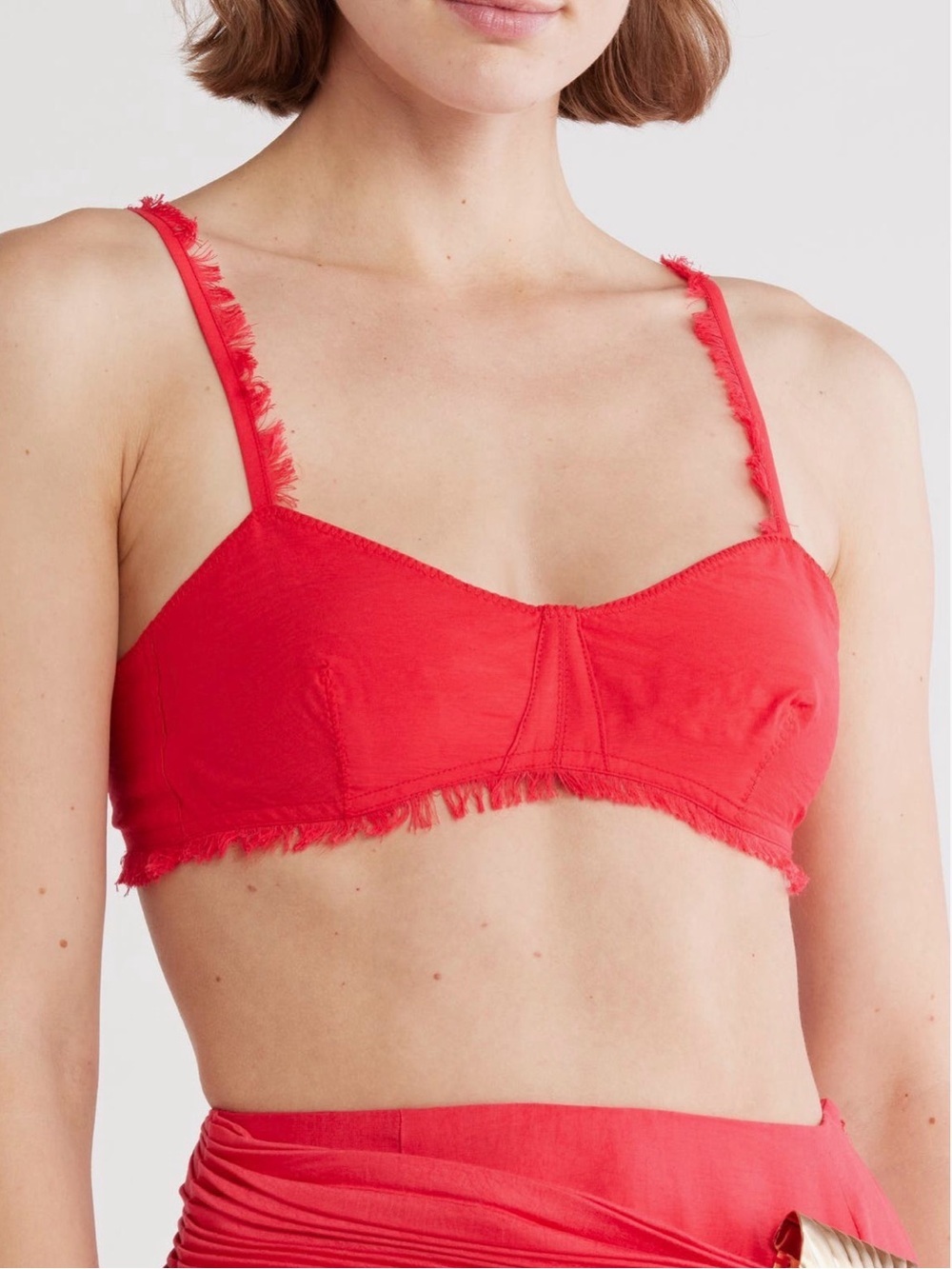 Cult Gaia Eza Fringe Bralette Crop Top Boho Resort Festival Lollipop Red Size 8